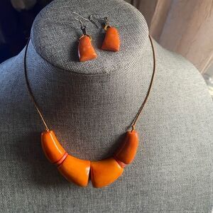 Tagua Necklace & Earrings Set